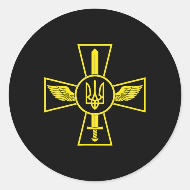 STICKER ROND L'EMBLÉMATIQUE DE LA FORCE AÉRIENNE UKRAINIENNE FO (Devant)