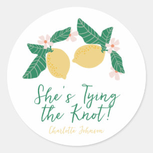 Sticker Rond Lemon Elle Noue le Nœud Shower de Mariée