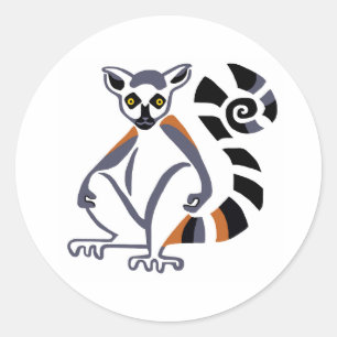Sticker Rond LEMUR à queue de cerne - Conservation -