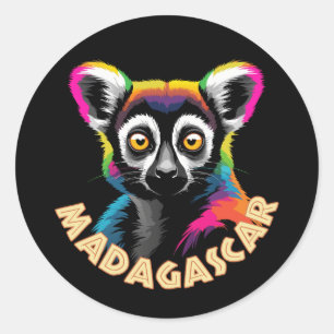Sticker Rond Lémur de Madagascar
