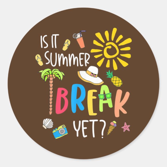 Sticker Rond L'Enseignant Fin De L'Année Est Il Pause Été Pourt (Devant)