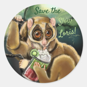 Sticker Rond Lent Loris Smoothie