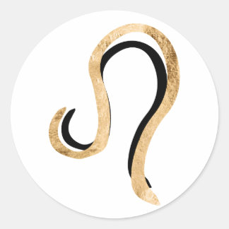 Sticker Rond Leo le Lion noir texture or symbole zodiaque