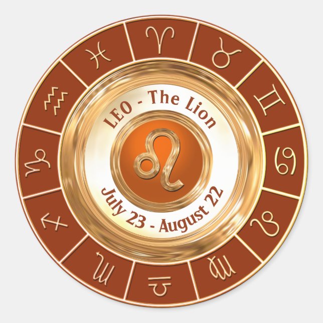 Sticker Rond LEO - Le signe astrologique du lion (Devant)