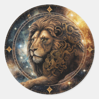 Sticker Rond Leo Zodiac Graphic