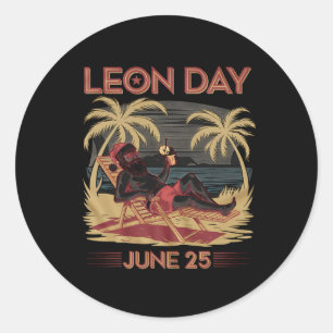 Sticker Rond Leon Day 25 Juin Père Noël Beach 6 Mois À Noël