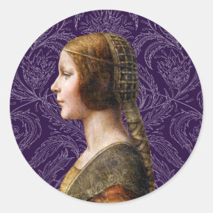 Sticker Rond Leonardo da Vinci Portrait La Bella Principessa