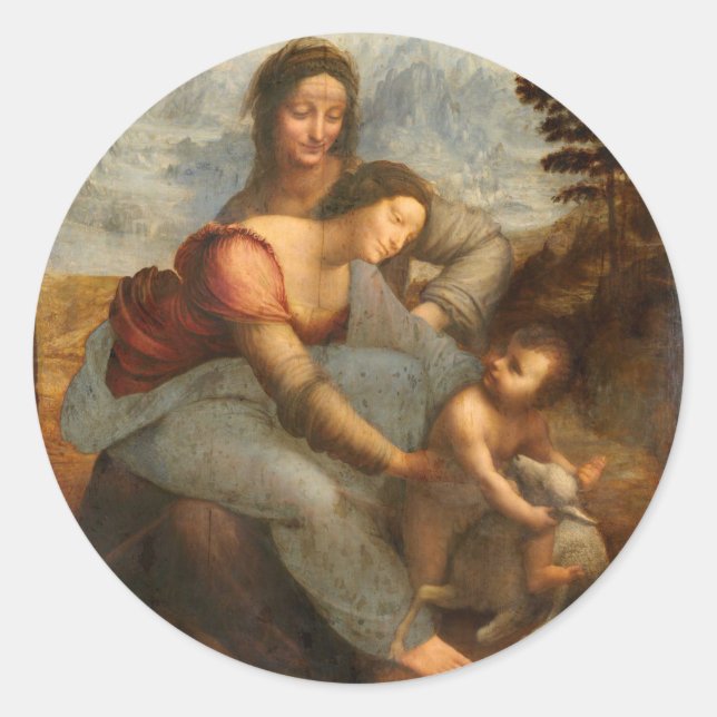 Sticker Rond Leonardo Vinci - La Vierge et l'Enfant avec Sainte (Devant)