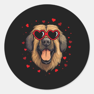 Sticker Rond Leonberger Valentine Coeur Cute Amoureux de les ch