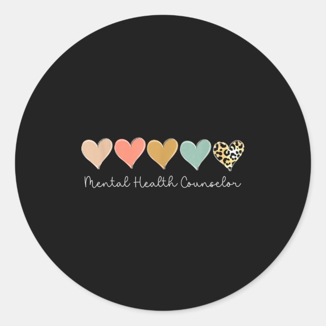 Sticker Rond Leopard Hearts Valentine's Day For Mental Health C (Devant)