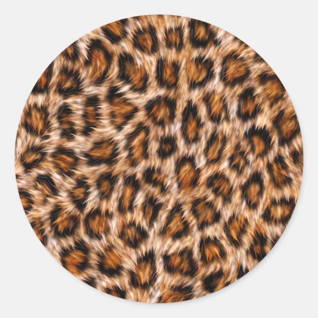 Sticker Rond Leopard Jaguar Chat fourrure Brown Motif-24609 (Devant)