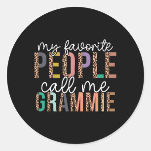 Sticker Rond Leopard Mes Favoris Appelent Moi Grammie Mères