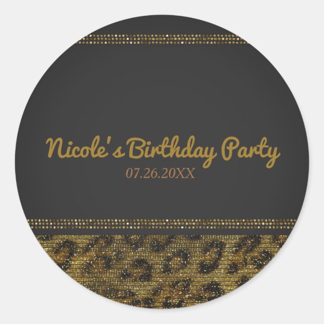 Sticker Rond Léopard Sequins Glam Chic Parti moderne (Devant)