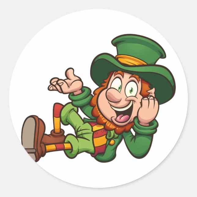 Sticker Rond leprechaun allongé dessin animé (Devant)