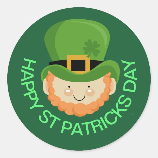 Sticker Rond Leprechaun de la fête de St Pat (Devant)