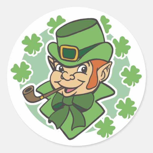 Sticker Rond Leprechaun Dessin Saint Patrick (Devant)