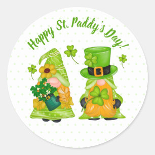 Sticker Rond Leprechaun Gnome Shamrock Bonne St. Paddy's Day