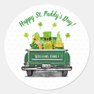 Sticker Rond Leprechaun Gnome Shamrock Bonne St. Paddy's Day