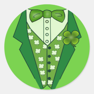 Sticker Rond Leprechaun Irish Vest