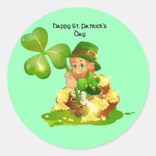 Sticker Rond Leprechaun irlandais Animé