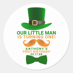 Sticker Rond Leprechaun moderne St. Patrick's Any Age Anniversa