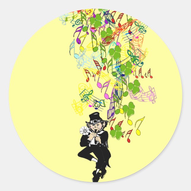 Sticker Rond LeprechaunPantalonsNoirs (Devant)