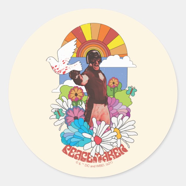 Sticker Rond L'équipe du suicide | Fleurs et soleil Peacemaker (Devant)