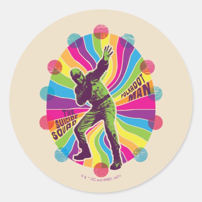 Sticker Rond L'équipe du suicide | Polka-Dot Homme Psychédéliqu (Devant)