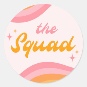 Sticker Rond L'Équipe Rose et orange funky