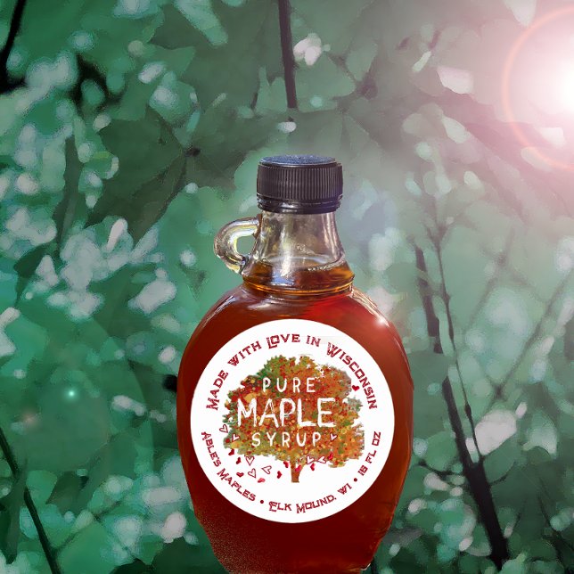 Sticker Rond L'érable et le coeur Fabriqué avec amour dans votr (Créateur téléchargé)