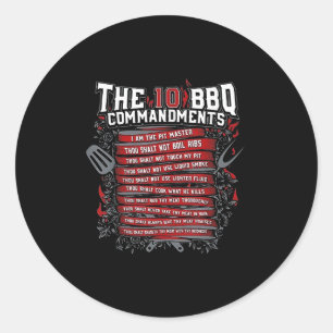 Sticker Rond Les 10 commandements du barbecue