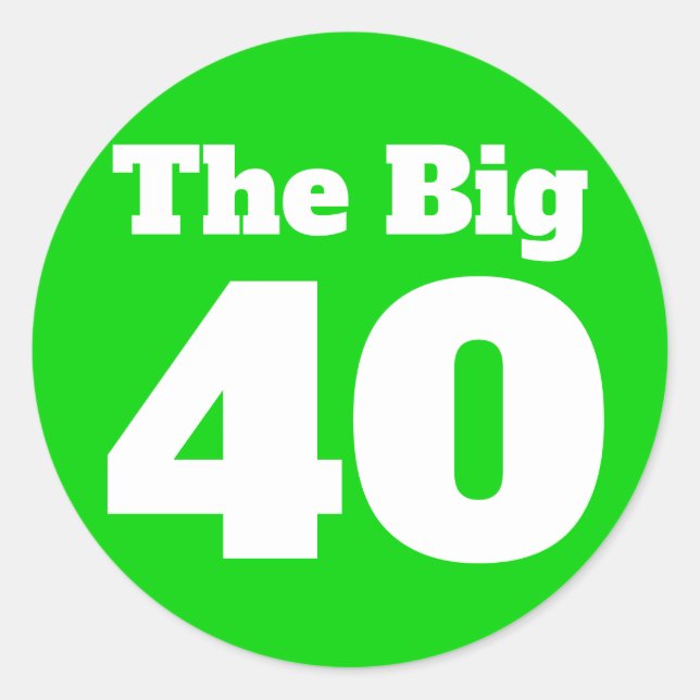 Sticker Rond Les 40 ans verts de grand anniversaire (Devant)