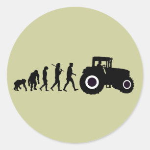 Sticker Rond Les agriculteurs Évolution de l'agriculture Tracte
