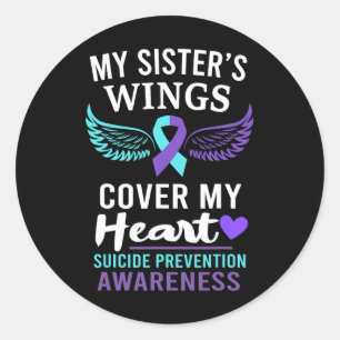 Sticker Rond Les ailes de ma soeur couvrent la sensibilisation 
