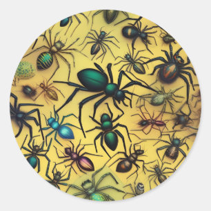 Sticker Rond Les Amateurs D'Arachnid Déplaisant Crawly Spiders,