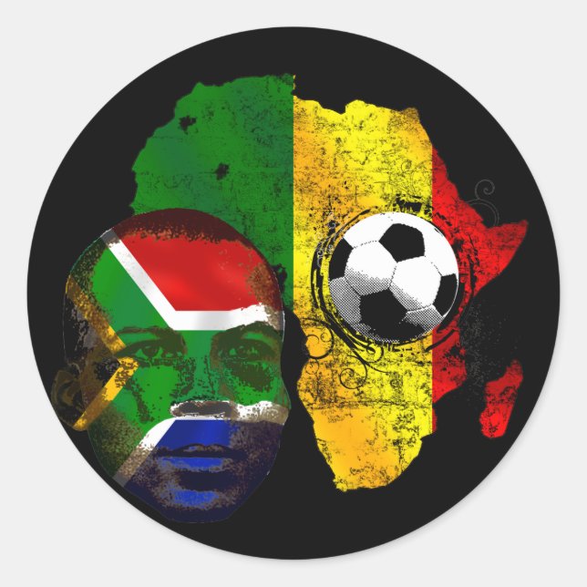 Sticker Rond Les amateurs de football sud-africain visage drape (Devant)