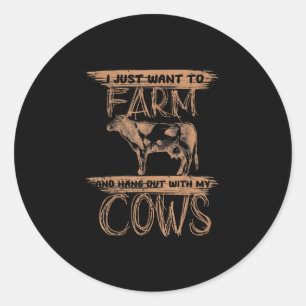 Sticker Rond Les amateurs de vaches   Fermier Agritourisme Anim