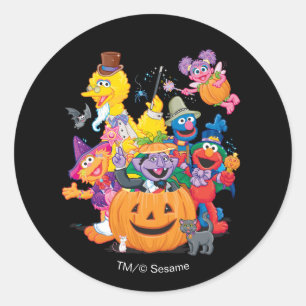 Sticker Rond Les amis de 1, rue Sésame Joyeux Halloween