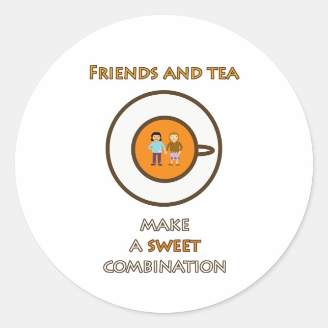 Sticker Rond Les amis et le thé - une combinaison sucrée - le s (Devant)