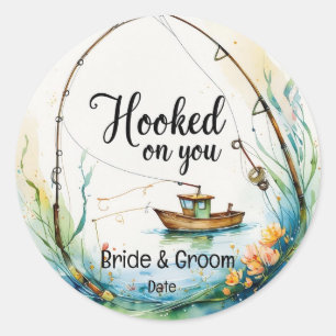 Sticker Rond Les amoureux de la pêche Hook sur vous