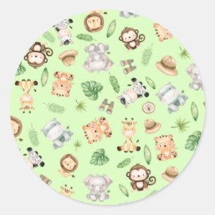 Sticker Rond Les animaux de Safari de la Jungle