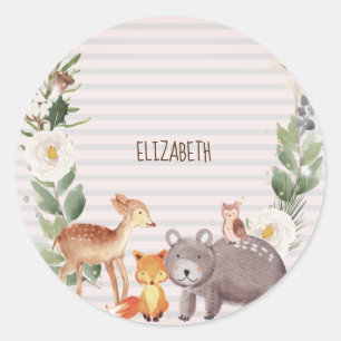 Sticker Rond Les animaux des bois