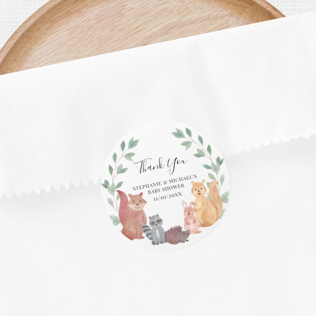 Sticker Rond Les animaux des bois Baby shower de Couple (Créateur téléchargé)