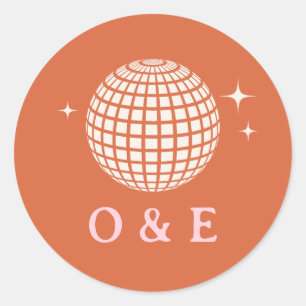 Sticker Rond les années 70 Boules Disco Éclatées Initiales Mari