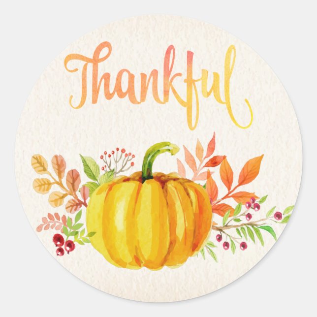 Sticker Rond Les aquarelles de Thanksgiving "Thanksgiving" (Devant)