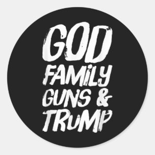 Sticker Rond Les armes de la famille Dieu &amp ; Trump remporte