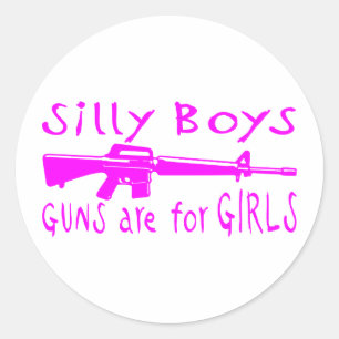 STICKER ROND LES ARMES SONT POUR LES FILLES