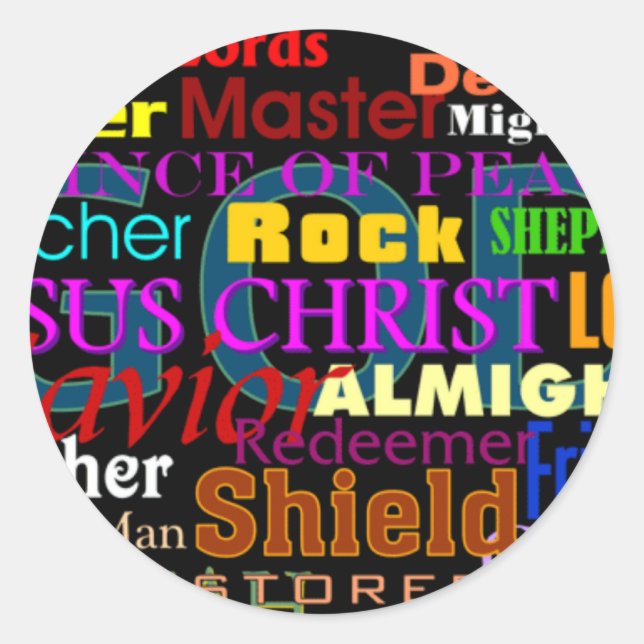 Sticker Rond Les attributs de Dieu (Devant)