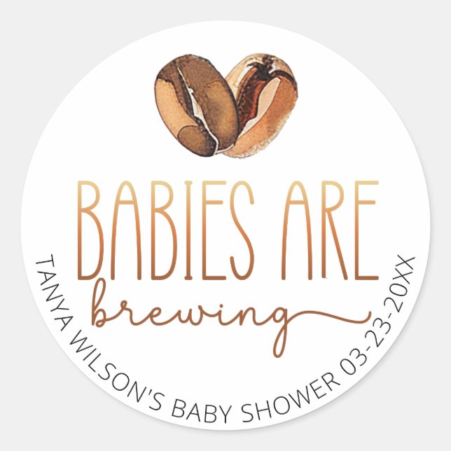 Sticker Rond Les bébés brassent du Baby shower de café (Devant)