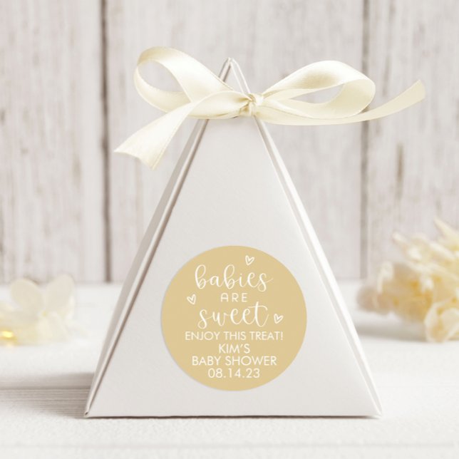 Sticker Rond Les bébés minimalistes sont Baby shower doux Jaune (Créateur téléchargé)